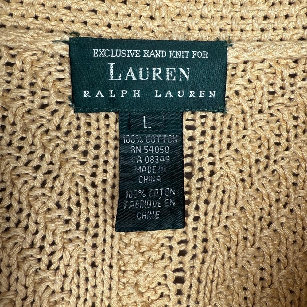 Rare Vtg Ralph Lauren Exclusive Hand Knit Soft Yellow Sweater Cardigan Size Lrg - Picture 11 of 11